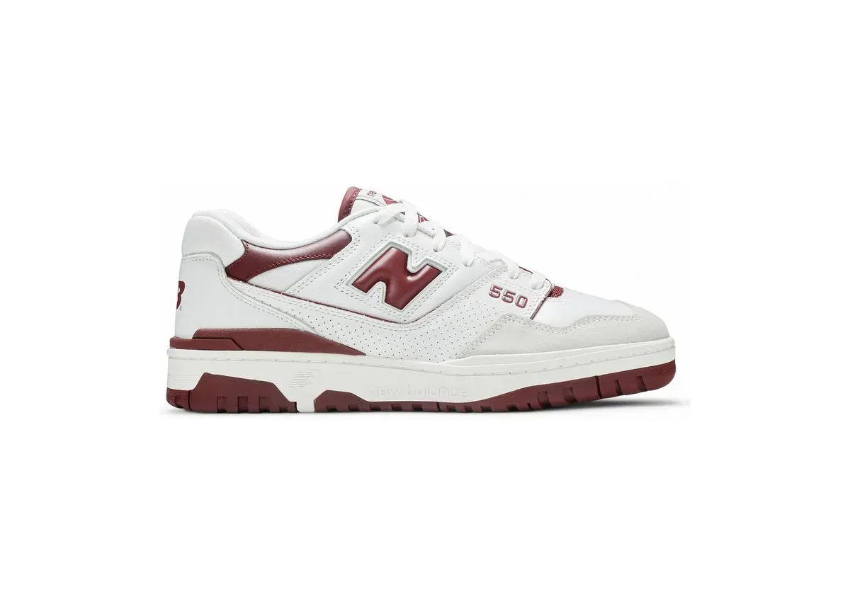  Кроссовки New Balance  550 'Burgundy' (Белые) Унисекс