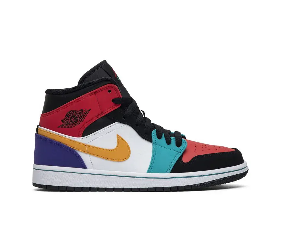 Высокие кроссовки Air Jordan 1 Mid Bred Multi-Color (Разноцветный) Унисекс