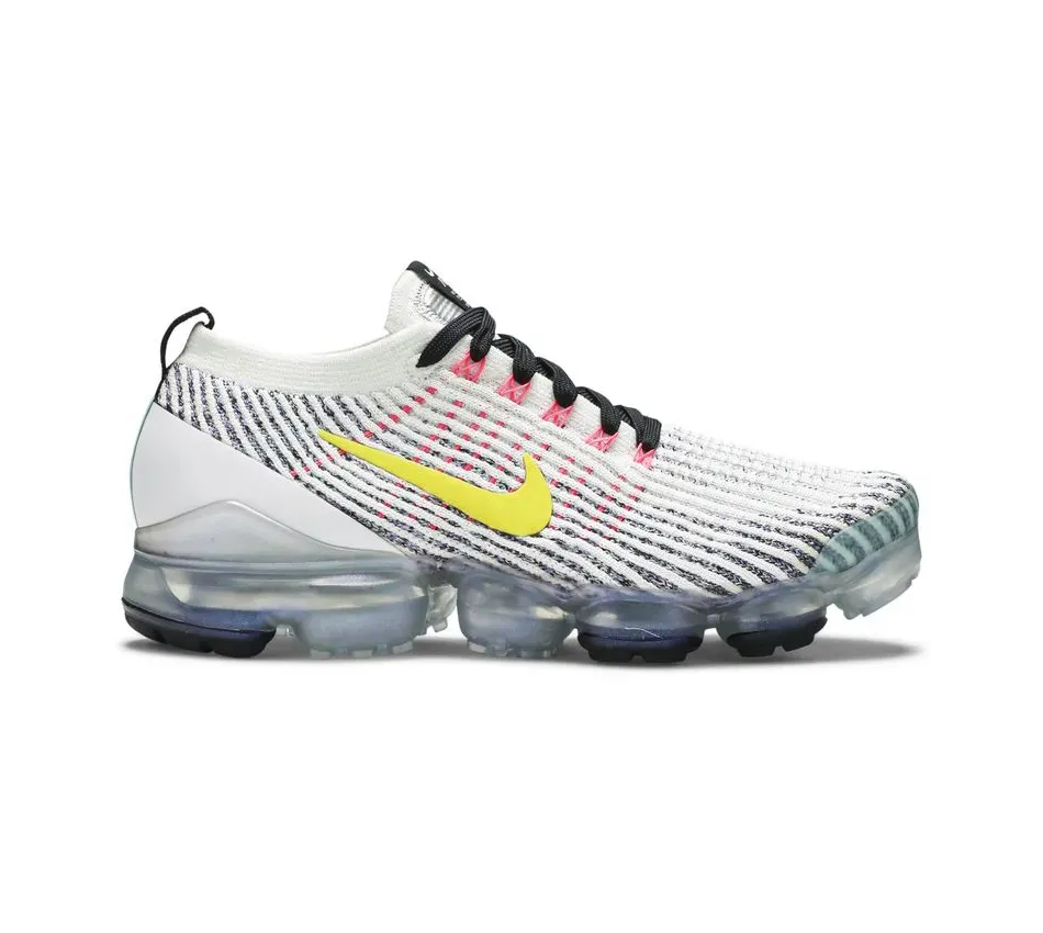Низкие кроссовки Nike Air Vapor Max Flyknit 3 White Dynamic Yellow (Белый) Унисекс
