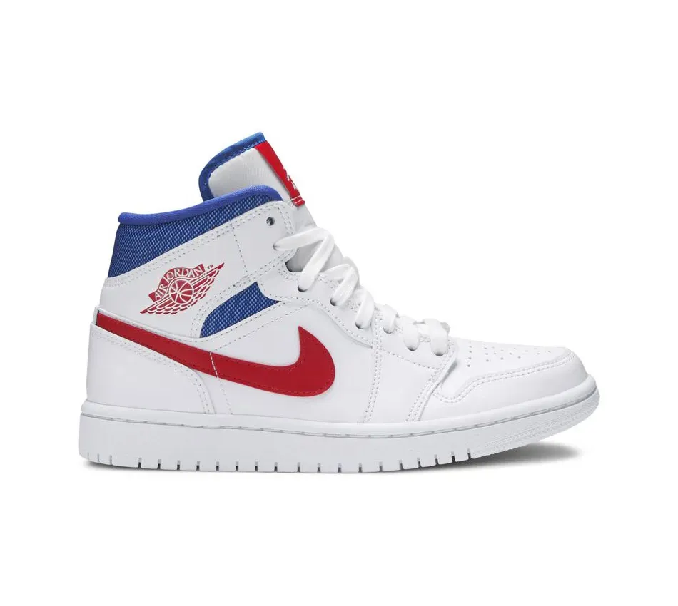 Кроссовки Air Jordan 1 Mid WMNS 1 Mid White 'Red Royal' (2020) Женский