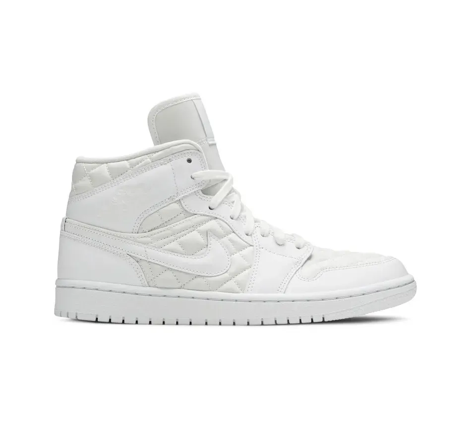 Высокие кроссовки Air Jordan 1 Mid SE White Quilted (Белый) Женский