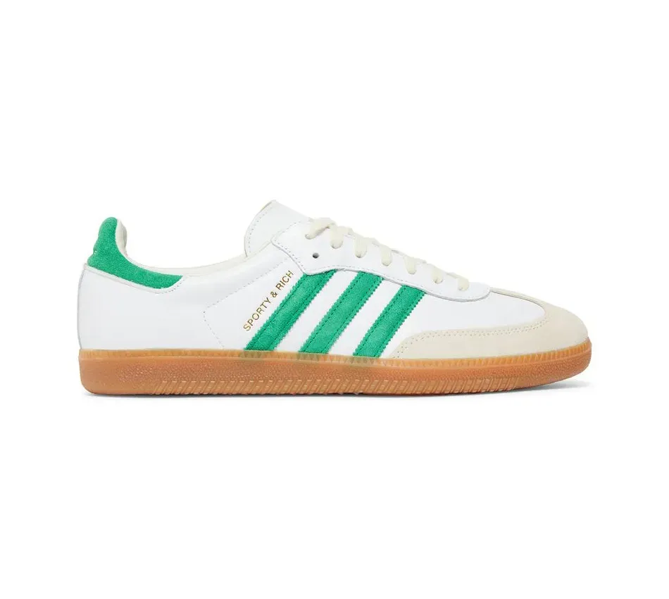 Низкие кроссовки Adidas Samba X Sporty&Rich Og White Green (Белый) Унисекс